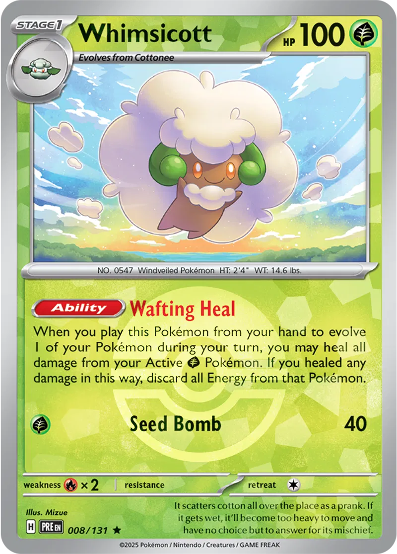 Whimsicott Prismatic Evolutions 008/131 Rare Poke Ball Holo