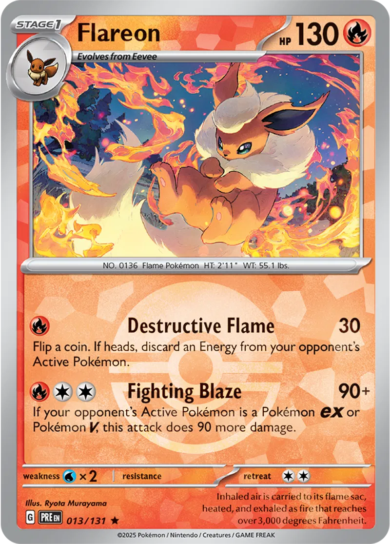 Flareon Prismatic Evolutions 013/131 Rare Poke Ball Holo