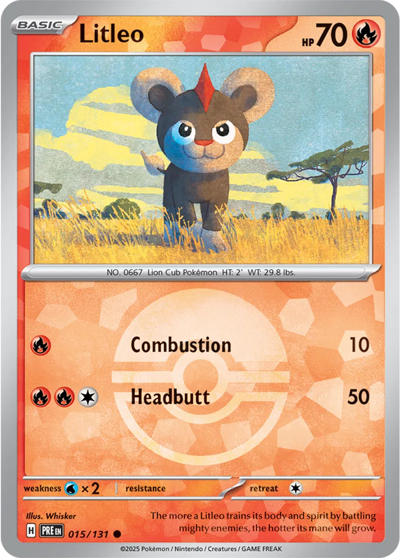 Litleo Prismatic Evolutions 015/131 Common Poke Ball Holo