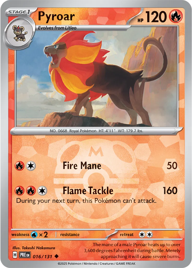 Pyroar Prismatic Evolutions 016/131 Uncommon Master ball Holo