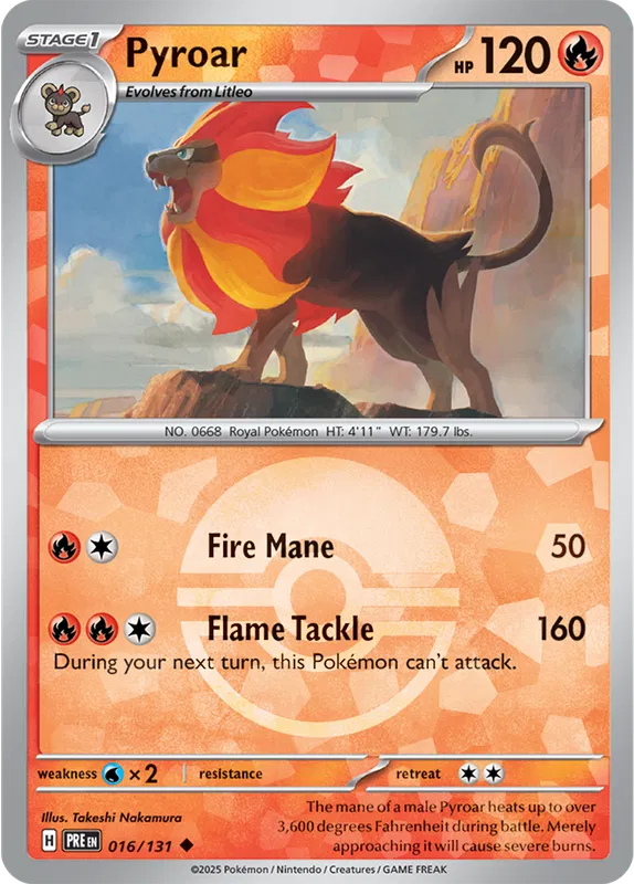 Pyroar Prismatic Evolutions 016/131 Uncommon Poke Ball Holo