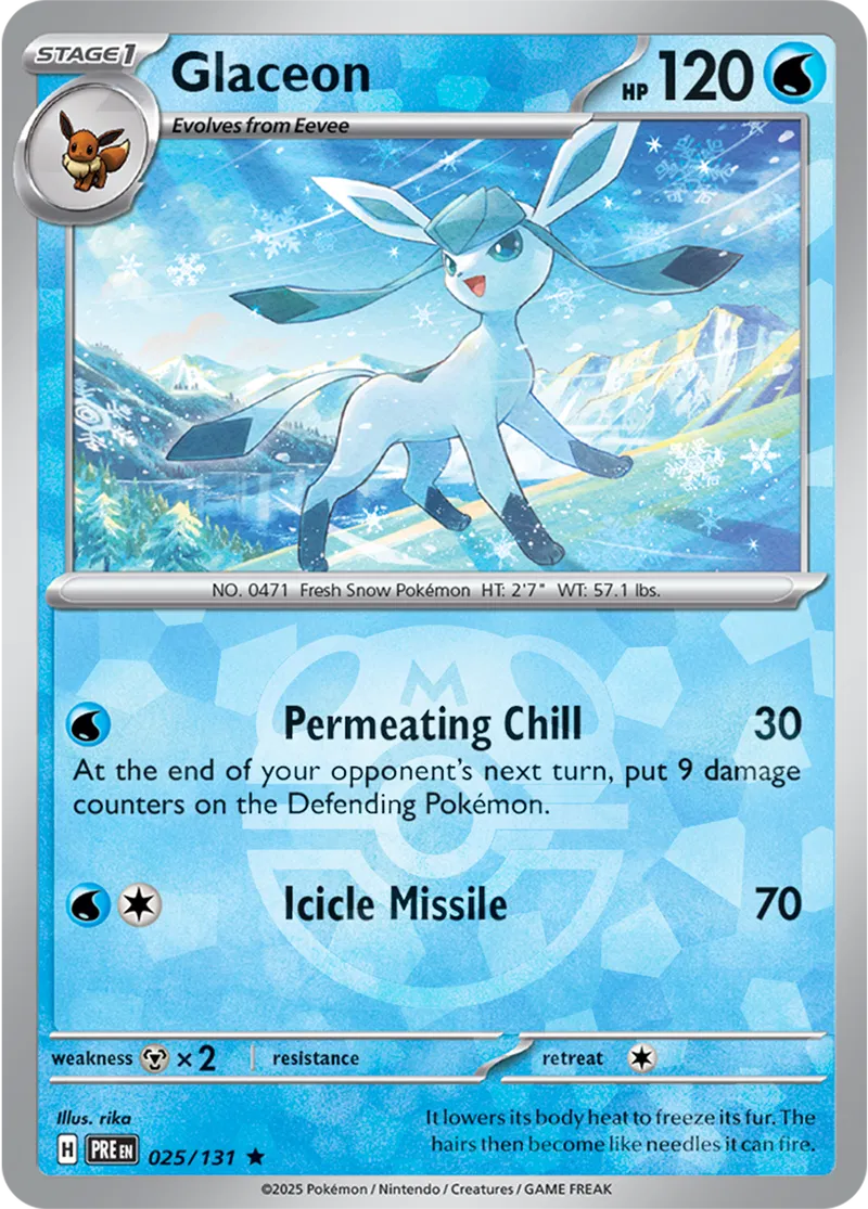 Glaceon Prismatic Evolutions 025/131 Rare Master ball Holo