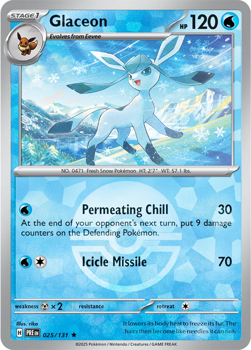 Glaceon Prismatic Evolutions 025/131 Rare Poke Ball Holo