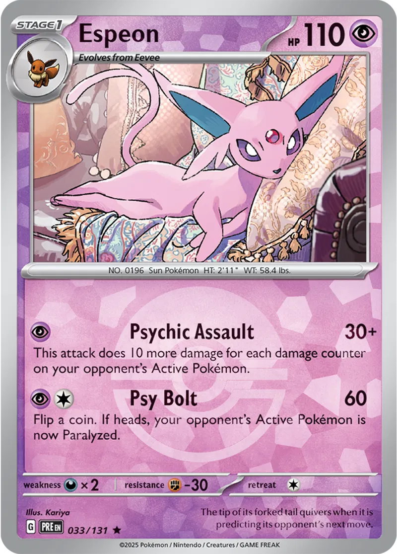 Espeon Prismatic Evolutions 033/131 Rare Poke Ball Holo