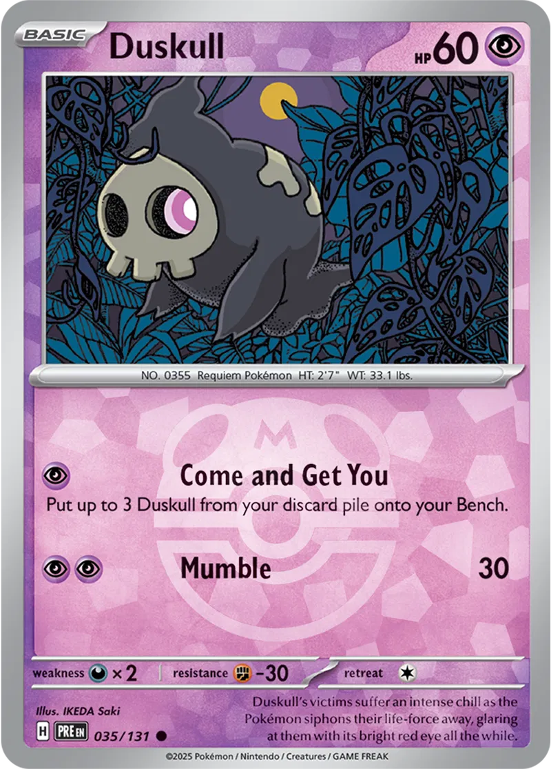 Duskull Prismatic Evolutions 035/131 Common Master ball Holo