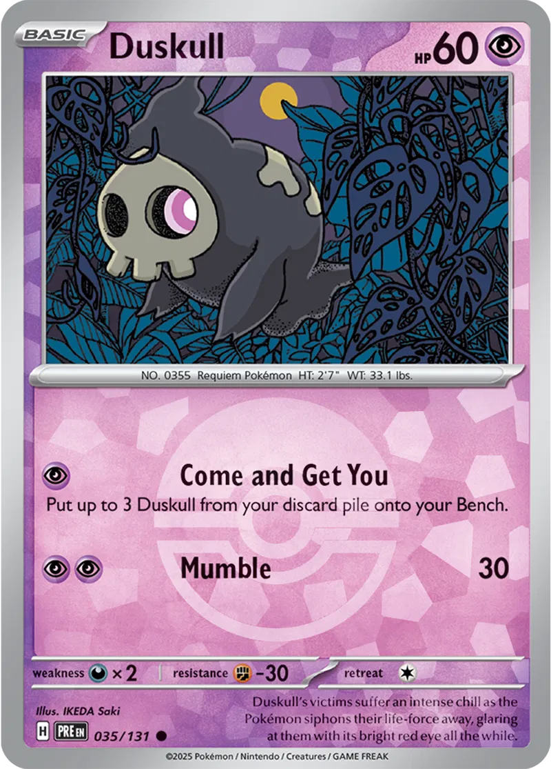 Duskull Prismatic Evolutions 035/131 Common Poke Ball Holo