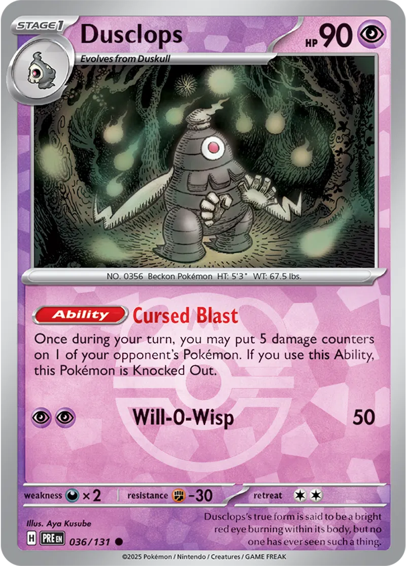 Dusclops Prismatic Evolutions 036/131 Common Master ball Holo