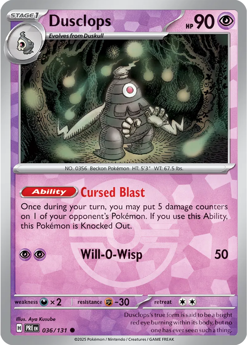 Dusclops Prismatic Evolutions 036/131 Common Poke Ball Holo