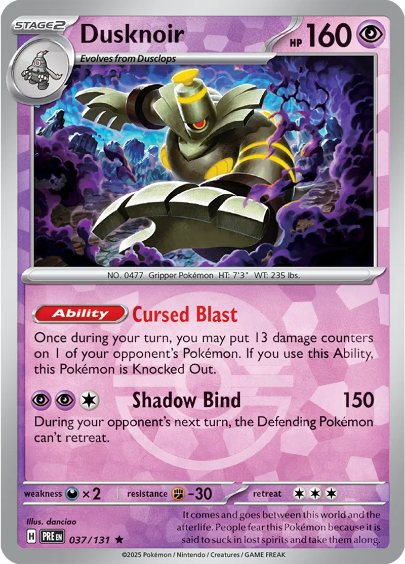 Dusknoir Prismatic Evolutions 037/131 Rare Poke Ball Holo