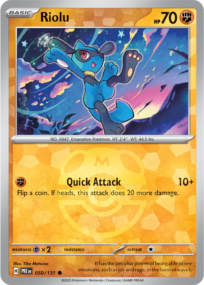 Riolu Prismatic Evolutions 050/131 Common Master ball Holo