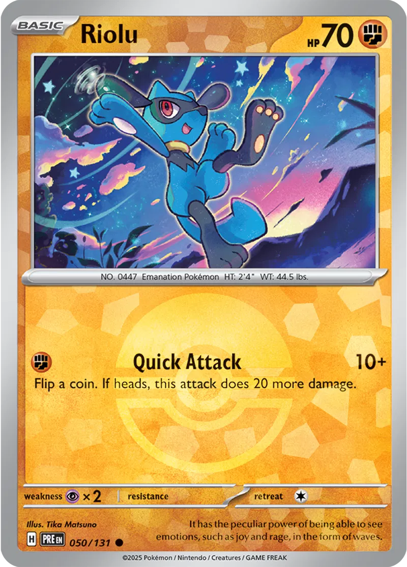 Riolu Prismatic Evolutions 050/131 Common Poke Ball Holo