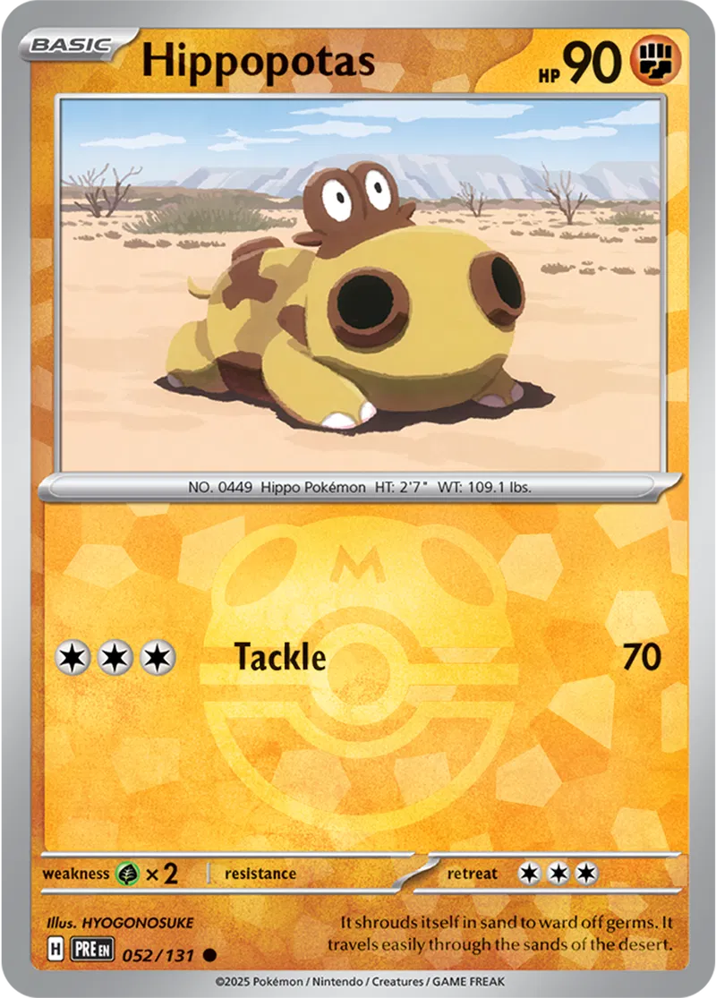 Hippopotas Prismatic Evolutions 052/131 Common Master ball Holo