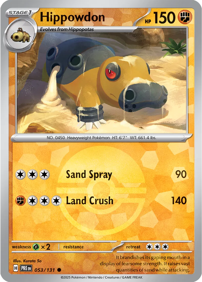 Hippowdon Prismatic Evolutions 053/131 Common Poke Ball Holo