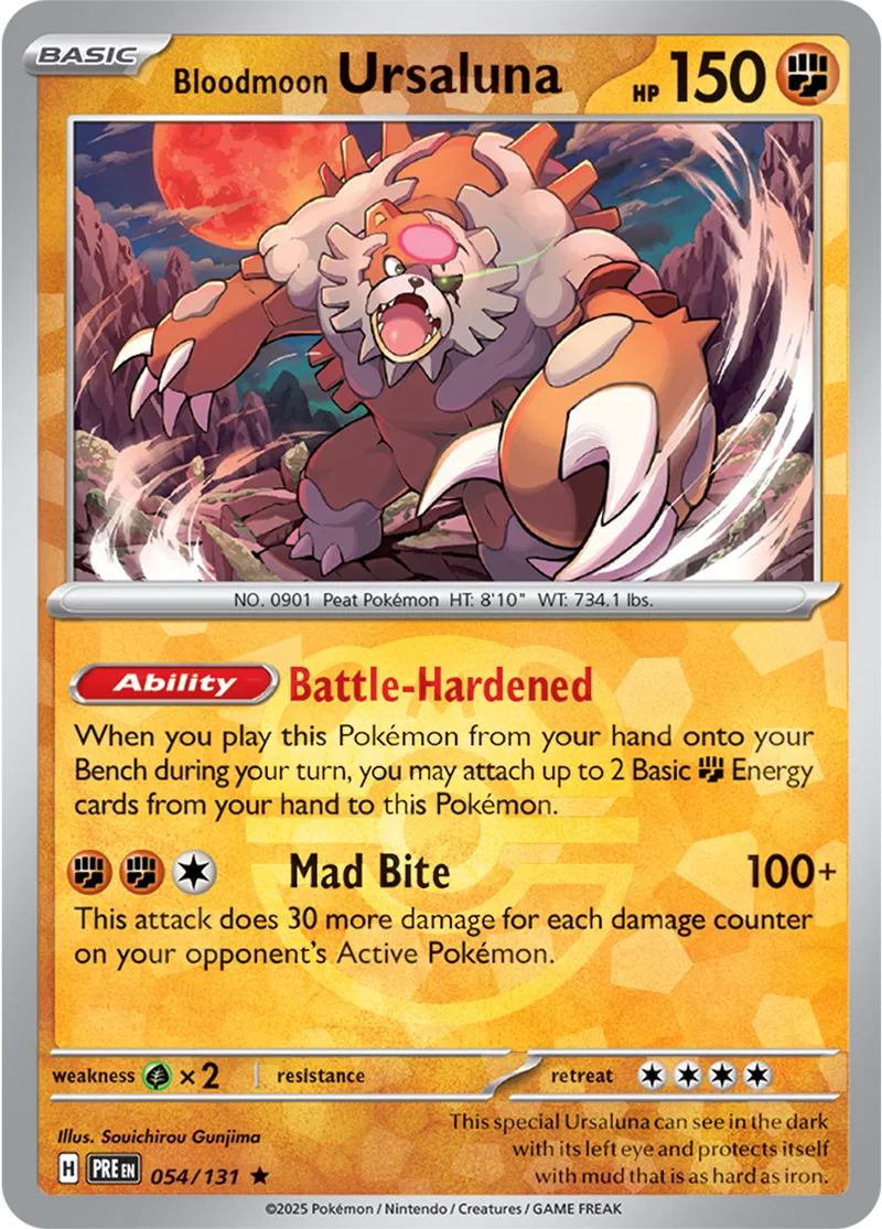 Bloodmoon Ursaluna Prismatic Evolutions 054/131 Rare Master ball Holo