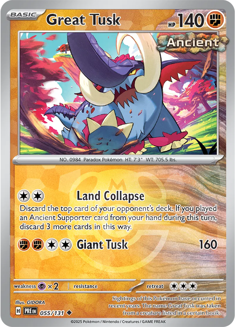 Great Tusk Prismatic Evolutions 055/131 Uncommon Master ball Holo