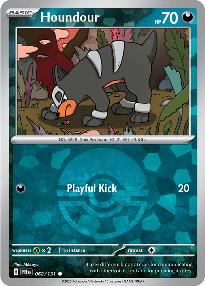 Houndour Prismatic Evolutions 062/131 Common Poke Ball Holo