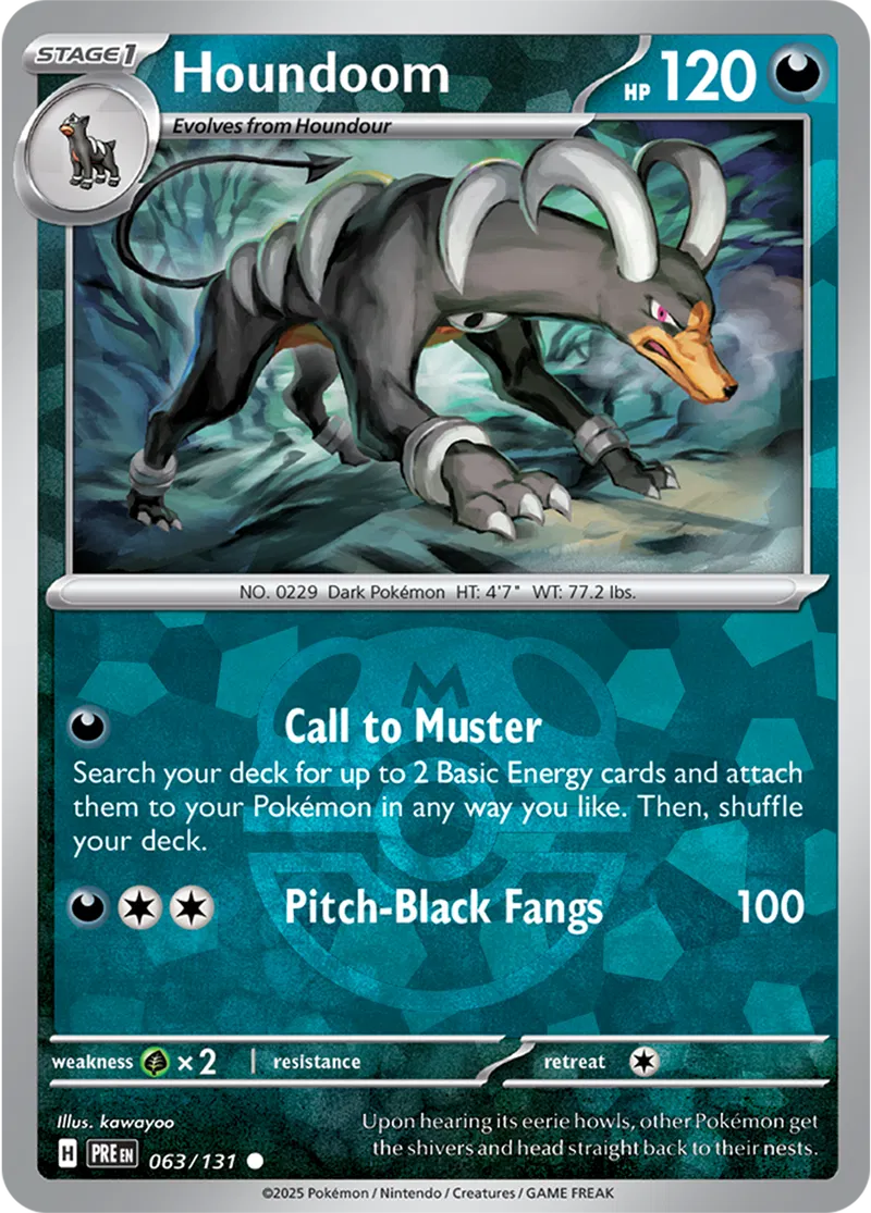 Houndoom Prismatic Evolutions 063/131 Common Master ball Holo