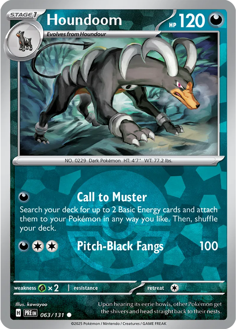 Houndoom Prismatic Evolutions 063/131 Common Poke Ball Holo