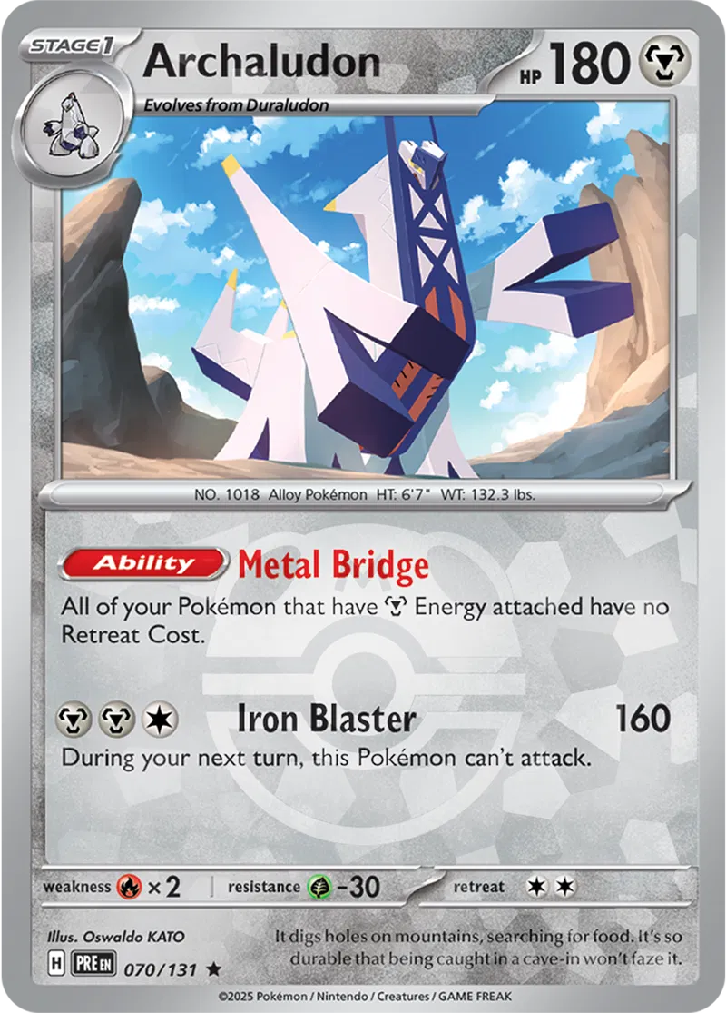 Archaludon Prismatic Evolutions 070/131 Rare Master ball Holo