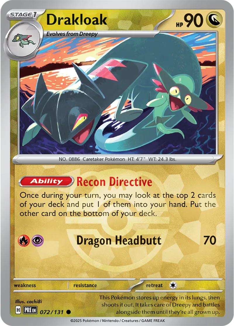 Drakloak Prismatic Evolutions 072/131 Common Master ball Holo