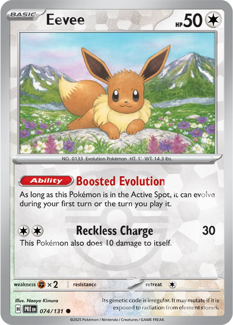 Eevee Prismatic Evolutions 074/131 Common Master ball Holo