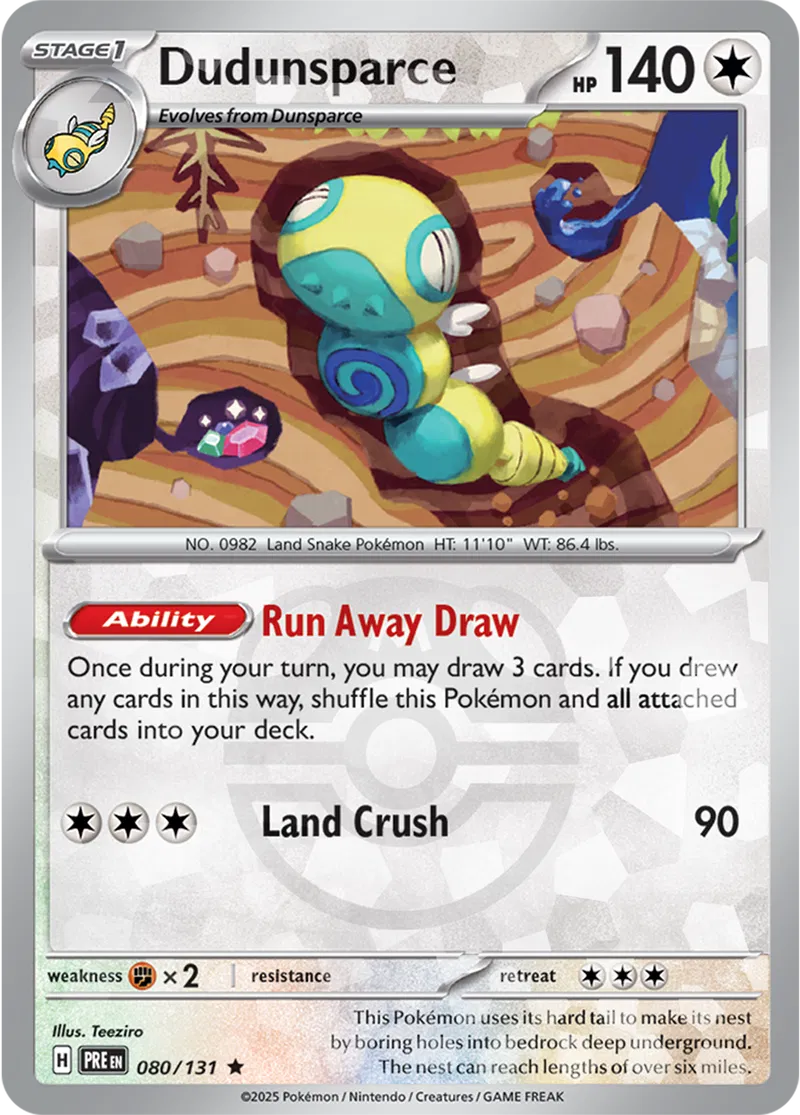 Dudunsparce Prismatic Evolutions 080/131 Rare Master ball Holo
