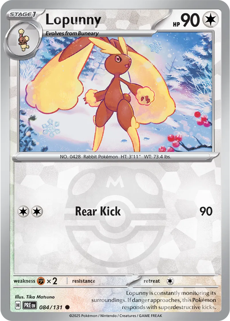 Lopunny Prismatic Evolutions 084/131 Common Master ball Holo