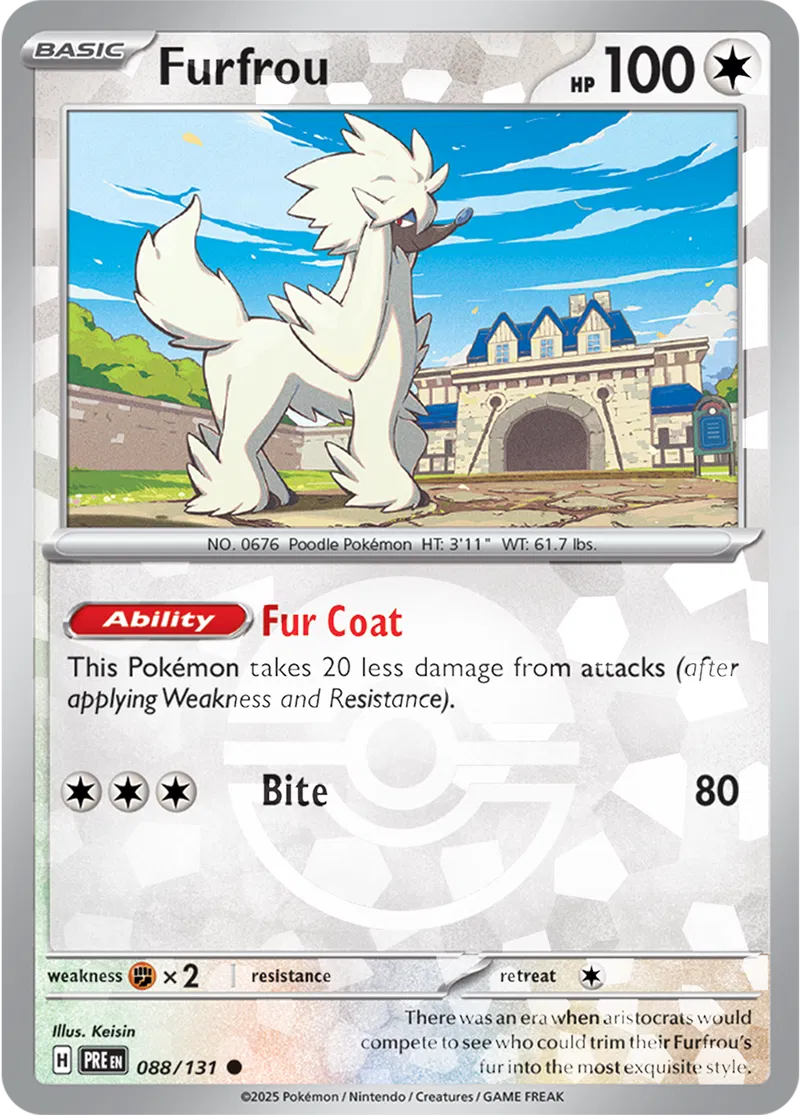 Furfrou Prismatic Evolutions 088/131 Common Poke Ball Holo
