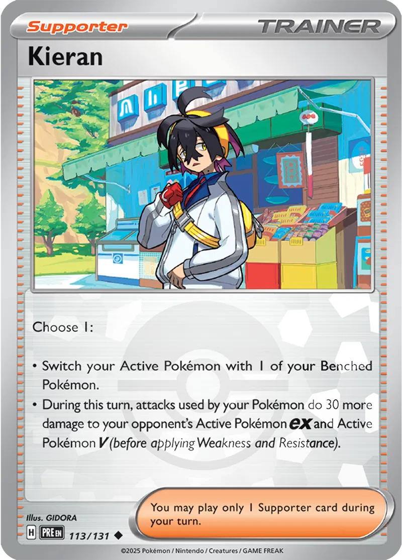 Kieran Prismatic Evolutions 113/131 Uncommon Poke Ball Holo