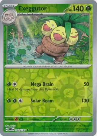 Exeggutor Prismatic Evolutions 002/131 Uncommon Reverse Holo