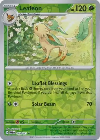 Leafeon Prismatic Evolutions 005/131 Rare Reverse Holo