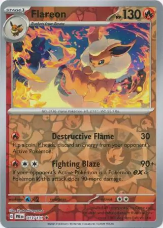 Flareon Prismatic Evolutions 013/131 Rare Reverse Holo