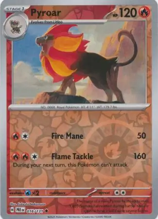 Pyroar Prismatic Evolutions 016/131 Uncommon Reverse Holo