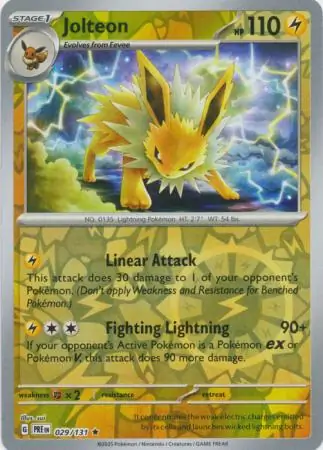 Jolteon Prismatic Evolutions 029/131 Rare Reverse Holo