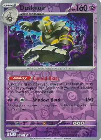 Dusknoir Prismatic Evolutions 037/131 Rare Reverse Holo
