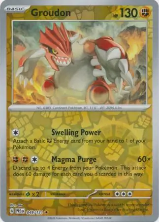 Groudon Prismatic Evolutions 049/131 Rare Reverse Holo