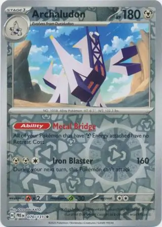Archaludon Prismatic Evolutions 070/131 Rare Reverse Holo