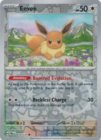 Eevee Prismatic Evolutions 074/131 Common Reverse Holo