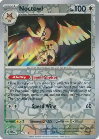 Noctowl Prismatic Evolutions 078/131 Rare Reverse Holo