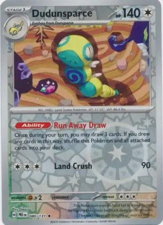 Dudunsparce Prismatic Evolutions 080/131 Rare Reverse Holo