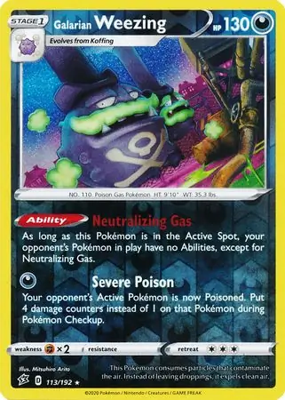 113/192 Galarian Weezing RCL Rare Holo Reverse Holo
