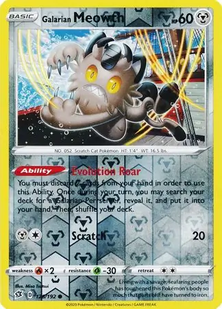 126/192 Galarian Meowth RCL Common Reverse Holo