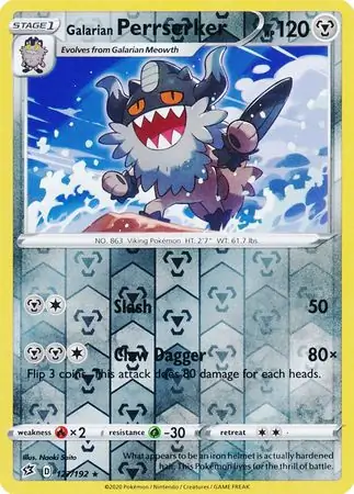 127/192 Galarian Perrserker RCL Rare Reverse Holo