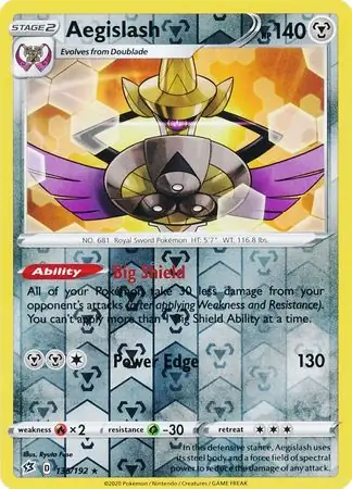 135/192 Aegislash RCL Rare Reverse Holo