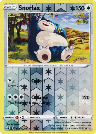 141/192 Snorlax RCL Rare Reverse Holo