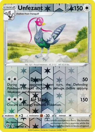 145/192 Unfezant RCL Rare Reverse Holo