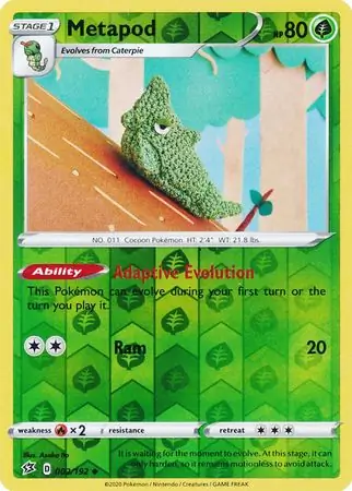 002/192 Metapod RCL Uncommon Reverse Holo
