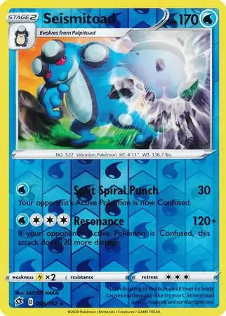 046/192 Seismitoad RCL Rare Reverse Holo
