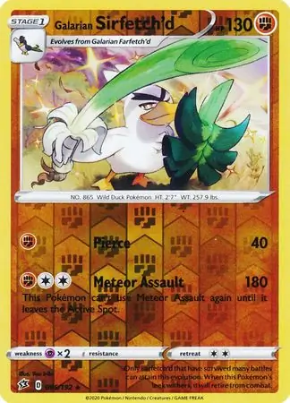 095/192 Galarian Sirfetch'd RCL Rare Holo Reverse Holo