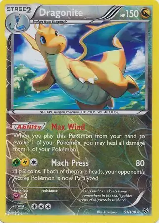 51/108 Dragonite ROS Rare Reverse Holo
